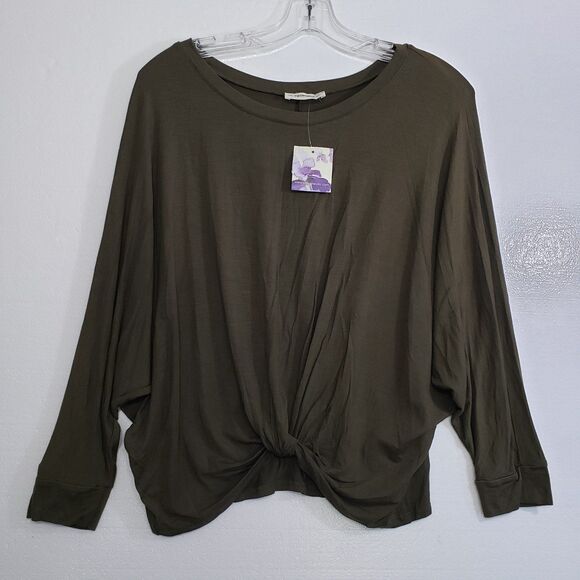 New ee:some Woman's Twisted Front Olive Blouse, Size Small - Picture 7 of 8